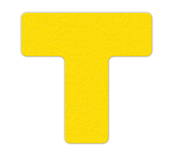 Yellow  "T" Shape 5S/Lean Textured Anti-Slip Grip Adhesive Warehouse Floor and Position Markers (25 /pkg)