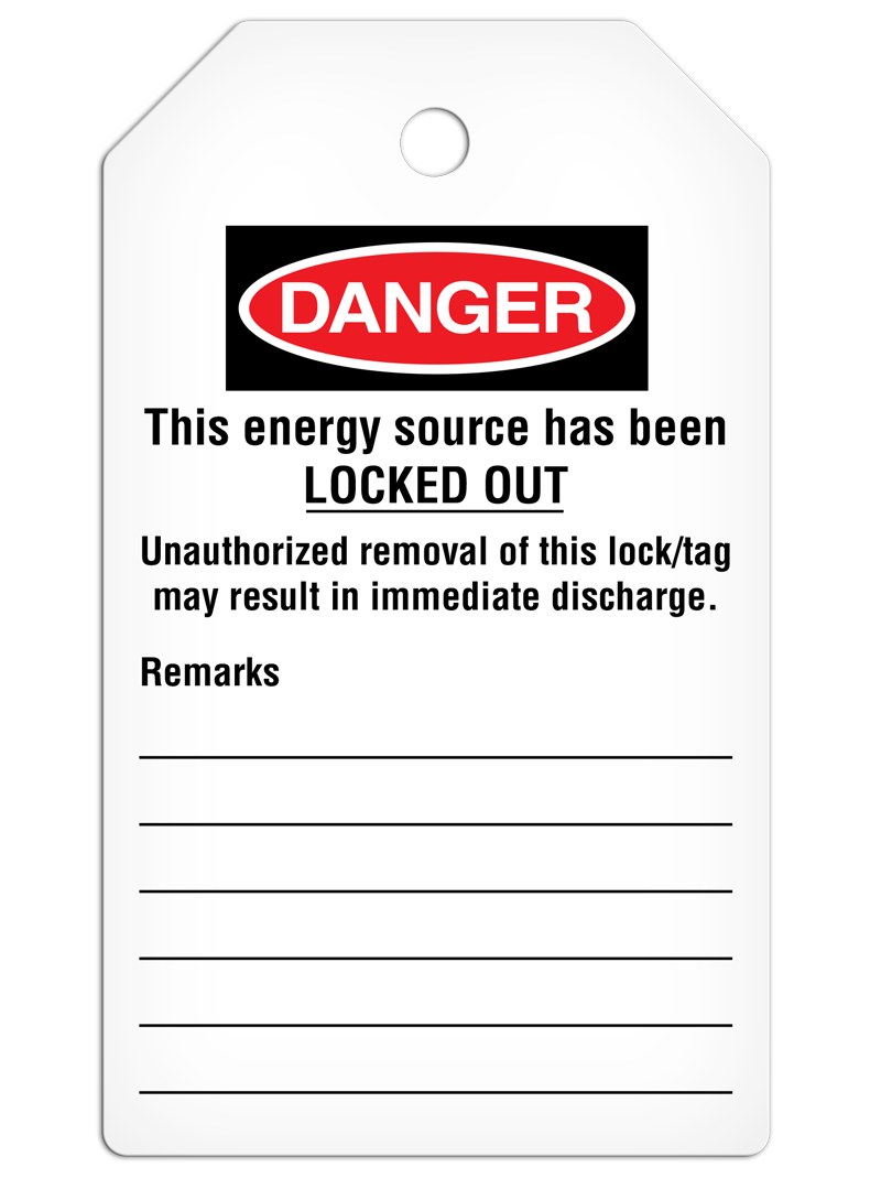 SLM6002 LOCKOUT/TAGOUT  DO NOT OPERATE Stripe DuraPly™ Tag with DuraLAM™ Self-Laminating Flap (25/pkg) - BACK