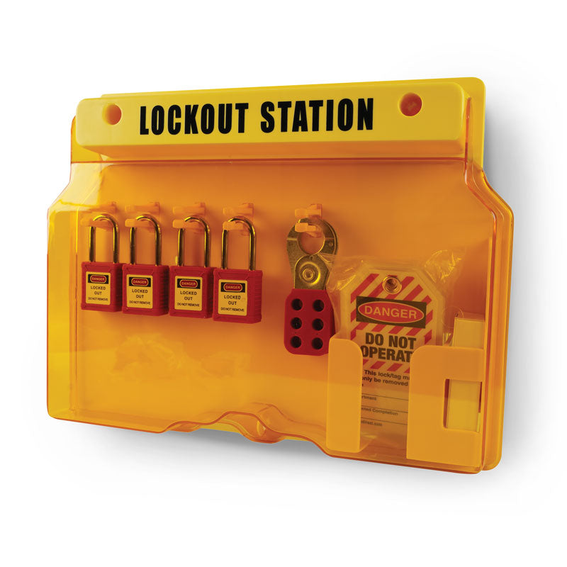 LT100STN Lockout/Tagout Wall Mount Station (4-Lock) with Accessories 