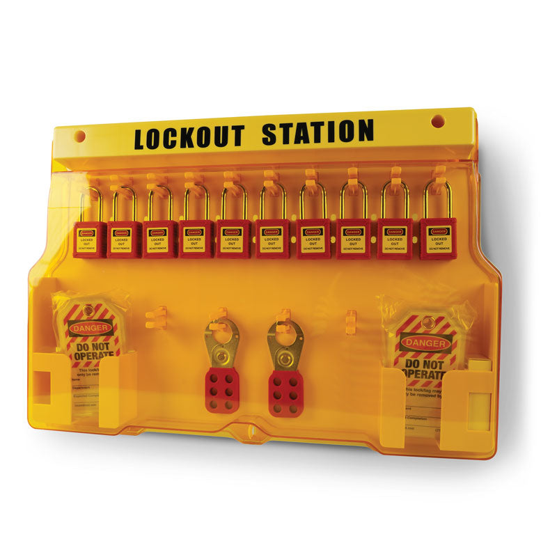 LT140STN Lockout/Tagout Wall Mount Station (10-Lock Wall) with Accessories 