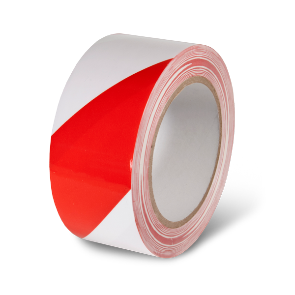 LWT211 Red/White Laminated Adhesive Hazard Stripe Marking Tape (54 ft)
