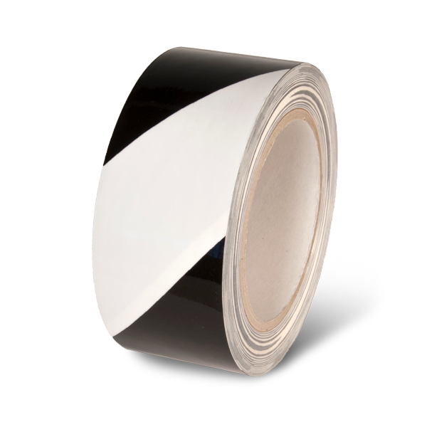 LWT212 Black/White Laminated Adhesive Hazard Stripe Marking Tape (54 ft)