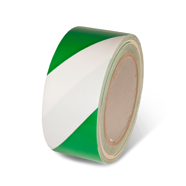 LWT213 Green/White Laminated Adhesive Hazard Stripe Marking Tape (54 ft)