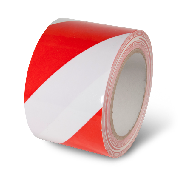 LWT311 Red/White Laminated Adhesive Hazard Stripe Marking Tape (54 ft)