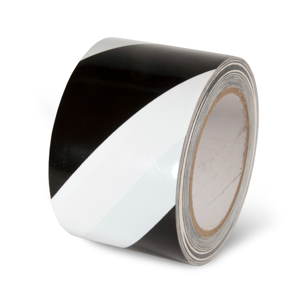 LWT312 Black/White Laminated Adhesive Hazard Stripe Marking Tape (54 ft)