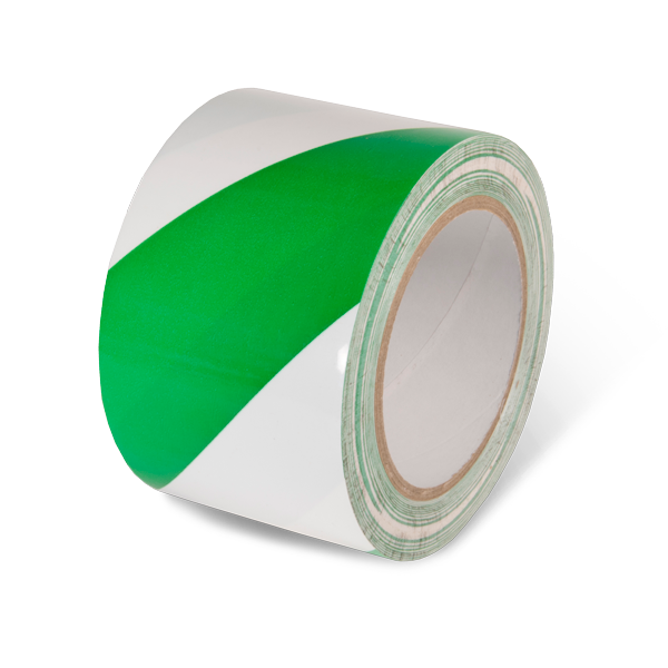 LWT313 Green/White Laminated Adhesive Hazard Stripe Marking Tape (54 ft)