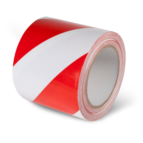 LWT411 Red/White Laminated Adhesive Hazard Stripe Marking Tape (54 ft)