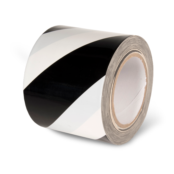 LWT412 Black/White Laminated Adhesive Hazard Stripe Marking Tape (54 ft)