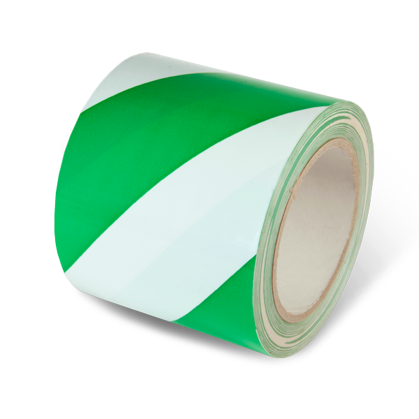 LWT413 Green/White Laminated Adhesive Hazard Stripe Marking Tape (54 ft)