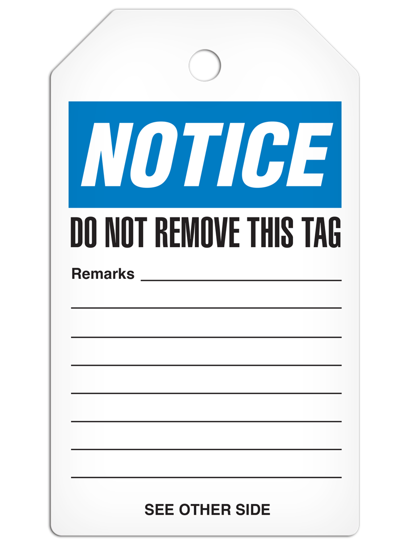 NOTICE USED OIL DuraPly™ Tag (25/pkg) - BACK