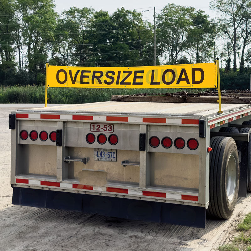 TS8015DSBR Ultra Durable OVERSIZE LOAD / "D" Double Sided Over-Dimensional Load Sign Refelctive Banner (12 in x 96 in)  "D" side on bumper