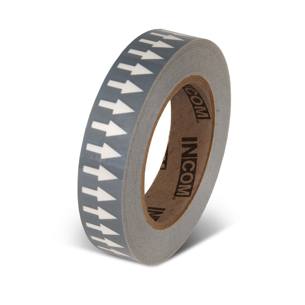PMA1511 Gray w/ White Arrow Pipe Marker Adhesive Directional Flow Arrows on a roll (1 in x 108 ft)