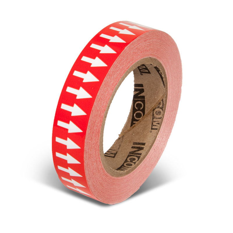 PMA154 Red w/ White Arrow Pipe Marker Adhesive Directional Flow Arrows on a roll (1 in x 108 ft)