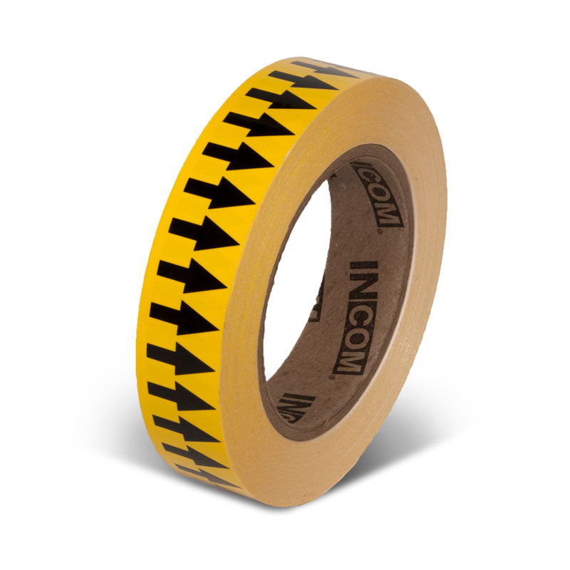 PMA155 Yellow w/ Black Arrow Pipe Marker Adhesive Directional Flow Arrows on a roll (1 in x 108 ft)
