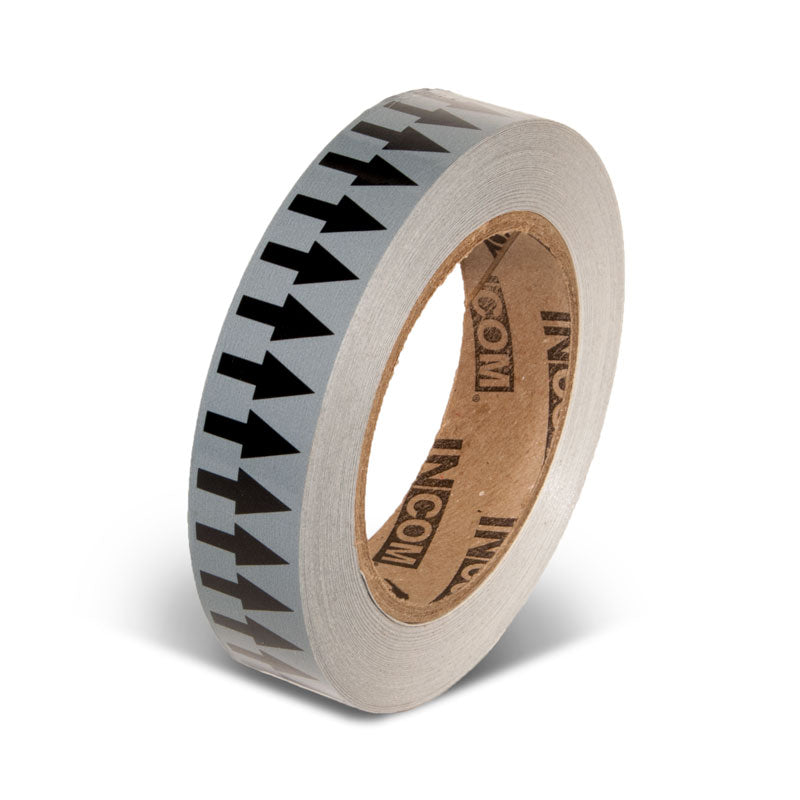 PMA157 Gray w/ Black Arrow Pipe Marker Adhesive Directional Flow Arrows on a roll (1 in x 108 ft)