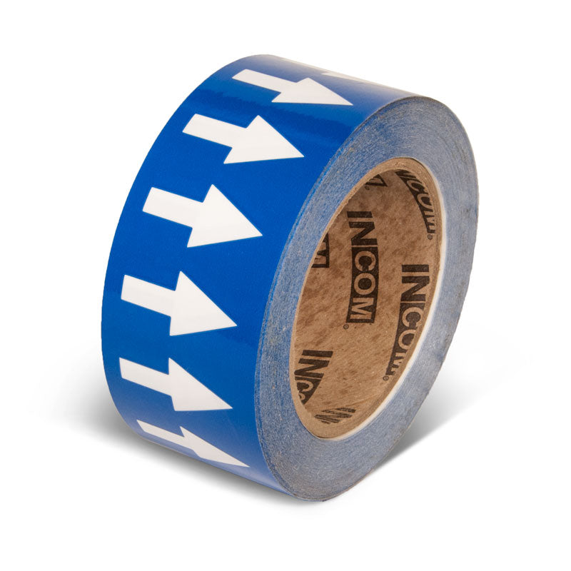 PMA251 Blue w/ White Arrow Pipe Marker Adhesive Directional Flow Arrows on a roll (2 in x 108 ft)