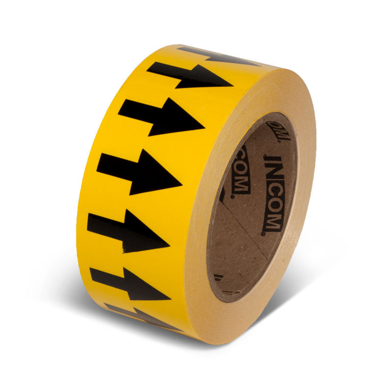 PMA255 Yellow w/ Black Arrow Pipe Marker Adhesive Directional Flow Arrows on a roll (2 in x 108 ft)