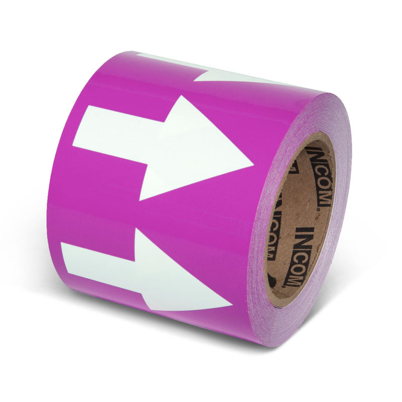 PMA4510 Purple w/ White Arrow Pipe Marker Adhesive Directional Flow Arrows on a roll (4 in x 108 ft)