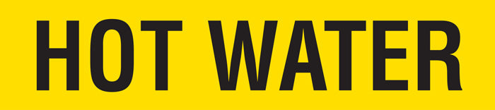 PMR1168F HOT WATER Black on Yellow Pipe Marker Adhesive Labels on a roll (2 in x 54 ft) 