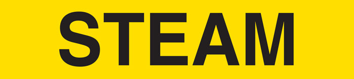 PMR1289F STEAM Black on Yellow Pipe Marker Adhesive Labels on a roll (2 in x 54 ft) 