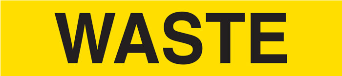 PMR1320F WASTE Black on Yellow Pipe Marker Adhesive Labels on a roll (2 in x 54 ft) 
