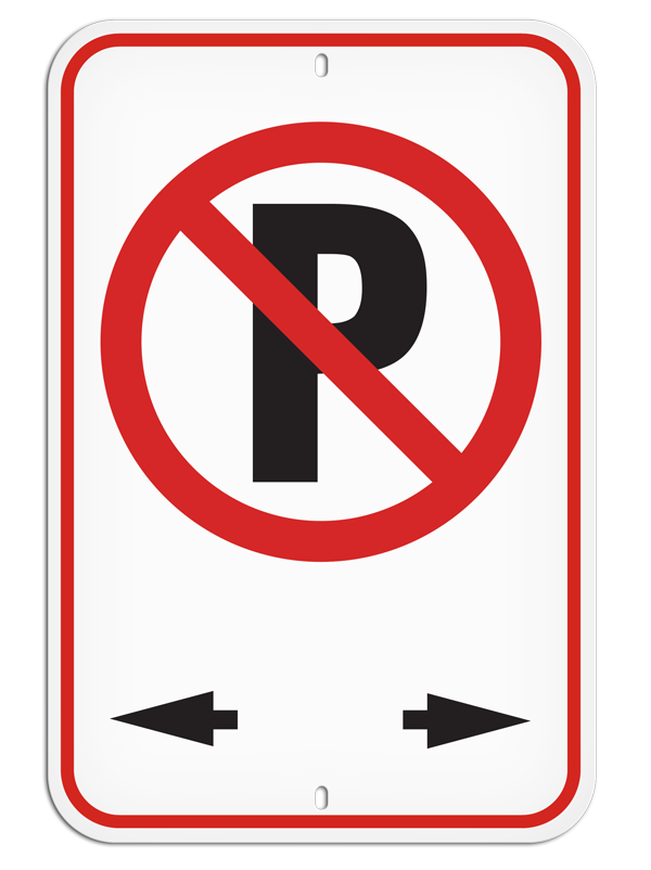 PSS1023R No Parking Symbol with Left and Right Arrows  PrimeGuard® Aluminum Reflective Parking Sign (12 in x 18 in)