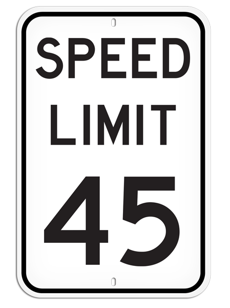 PSS1040R SPEED LIMIT 45 PrimeGuard® Aluminum Reflective Parking Sign (12 in x 18 in)