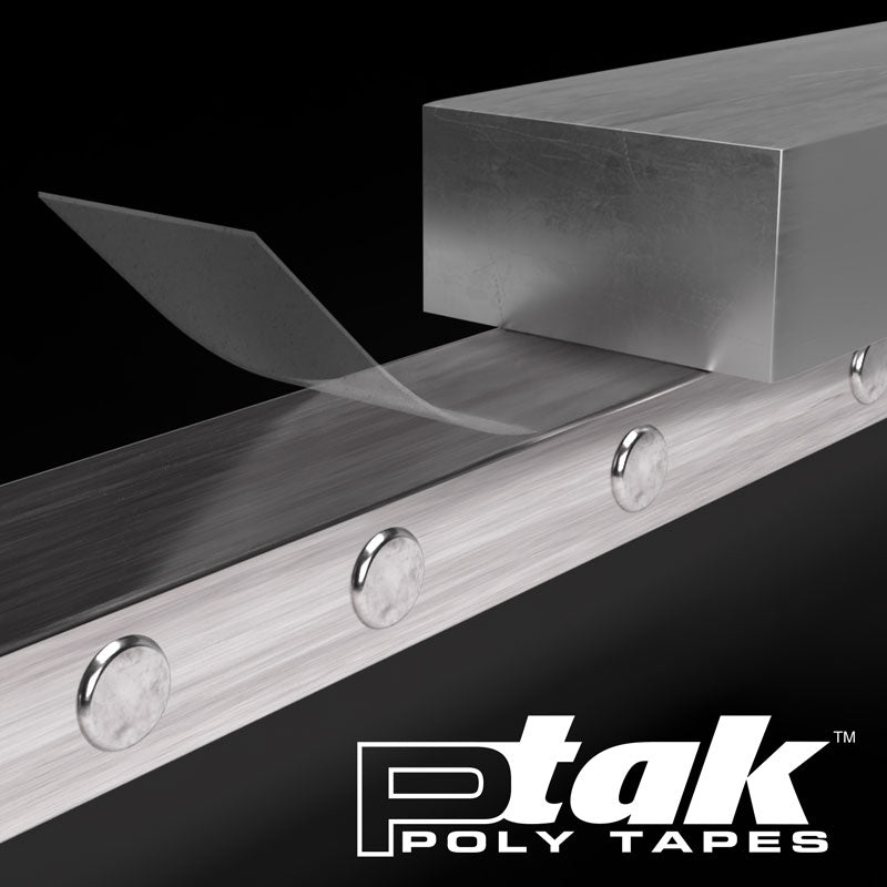 PTK36C48 PTAK™ 9 mil Highly Durable Clear Polyethylene Tape (2 in x 180 ft) being applied between 2 metal surfaces