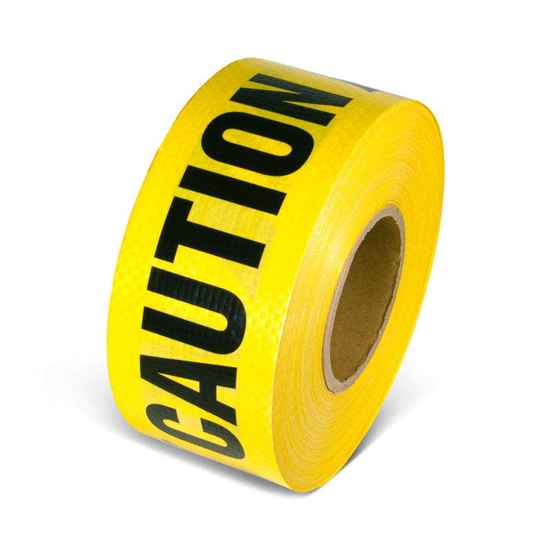 REBT2058 CAUTION Reinforced Ultra-Durable Barricade Message Safety Tape (3 in x 500 ft) 12 /case