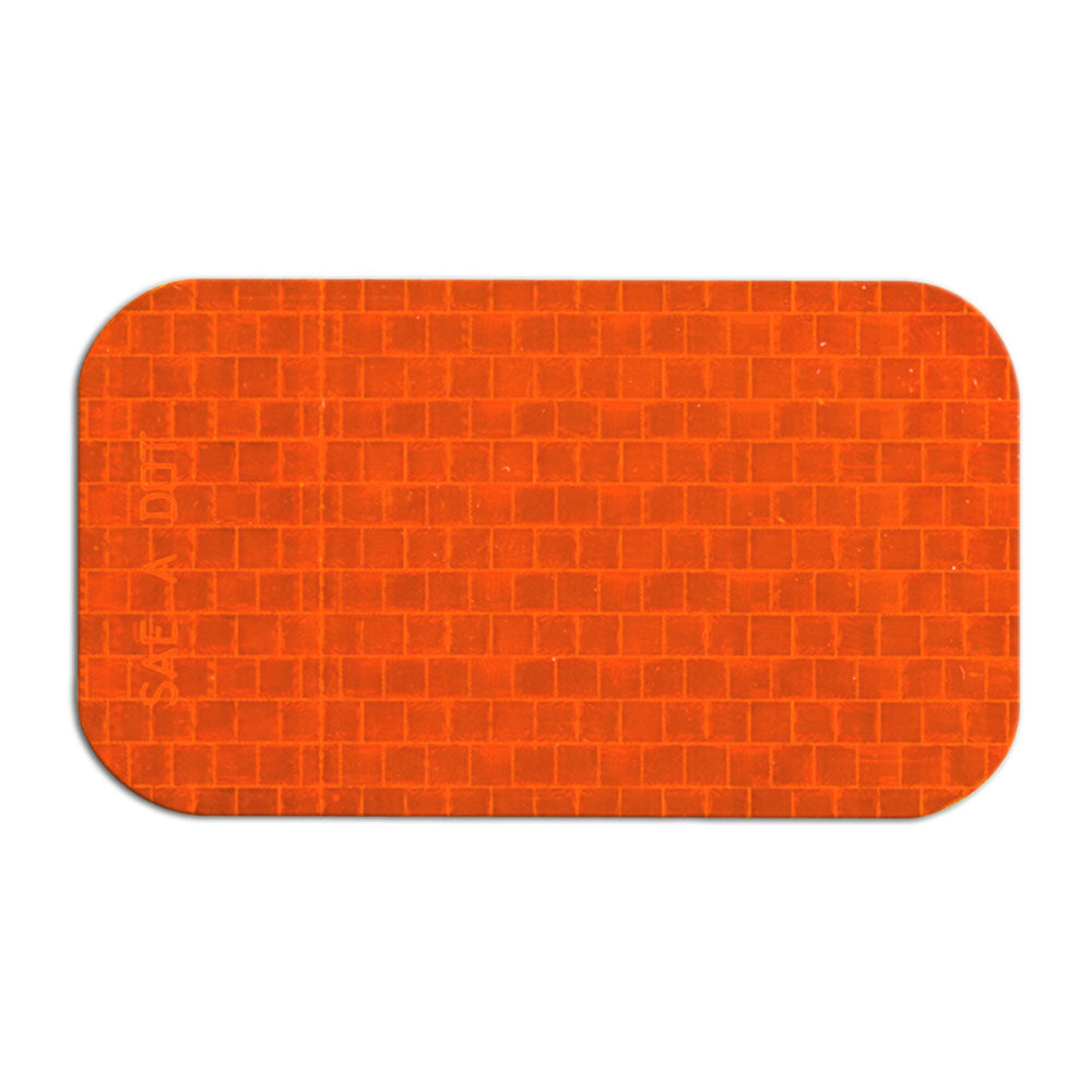 RR250AM RR2510AM Amber SAE A DOT Die Cut Adhesive Reflex Reflectors (2 in x 3.5 in) close up single reflector image