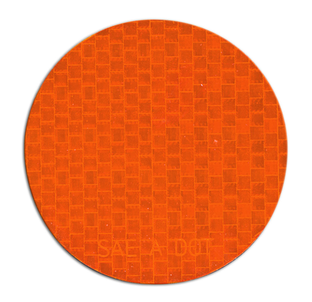 RR350AM RR3550AM roll Amber SAE A DOT Die Cut Adhesive Reflex Reflectors  (3" dia. Circle) close up single reflector image