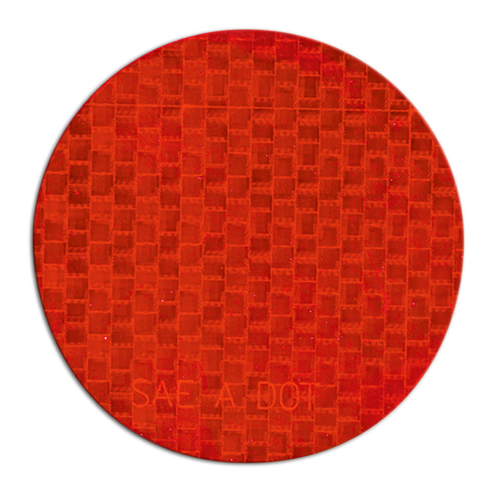 RR350RD RR3550RD roll Red SAE A DOT Die Cut Adhesive Reflex Reflectors  (3" dia. Circle) close up single reflector image