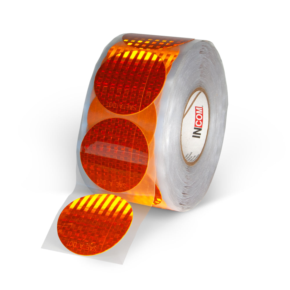RR350AM RR3550AM roll Amber SAE A DOT Die Cut Adhesive Reflex Reflectors  (3" dia. Circle)