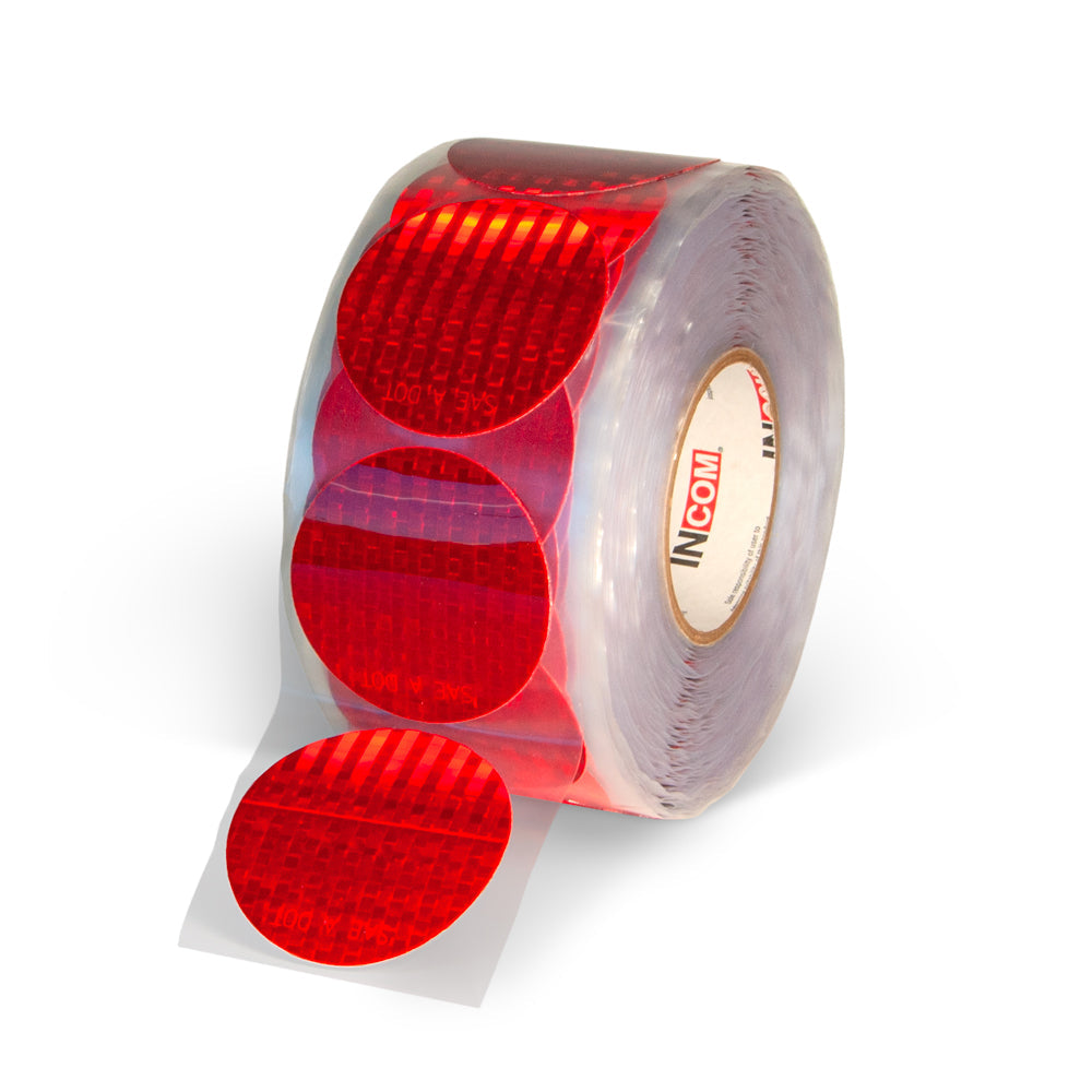 RR350RD RR3550RD roll Red SAE A DOT Die Cut Adhesive Reflex Reflectors  (3" dia. Circle)
