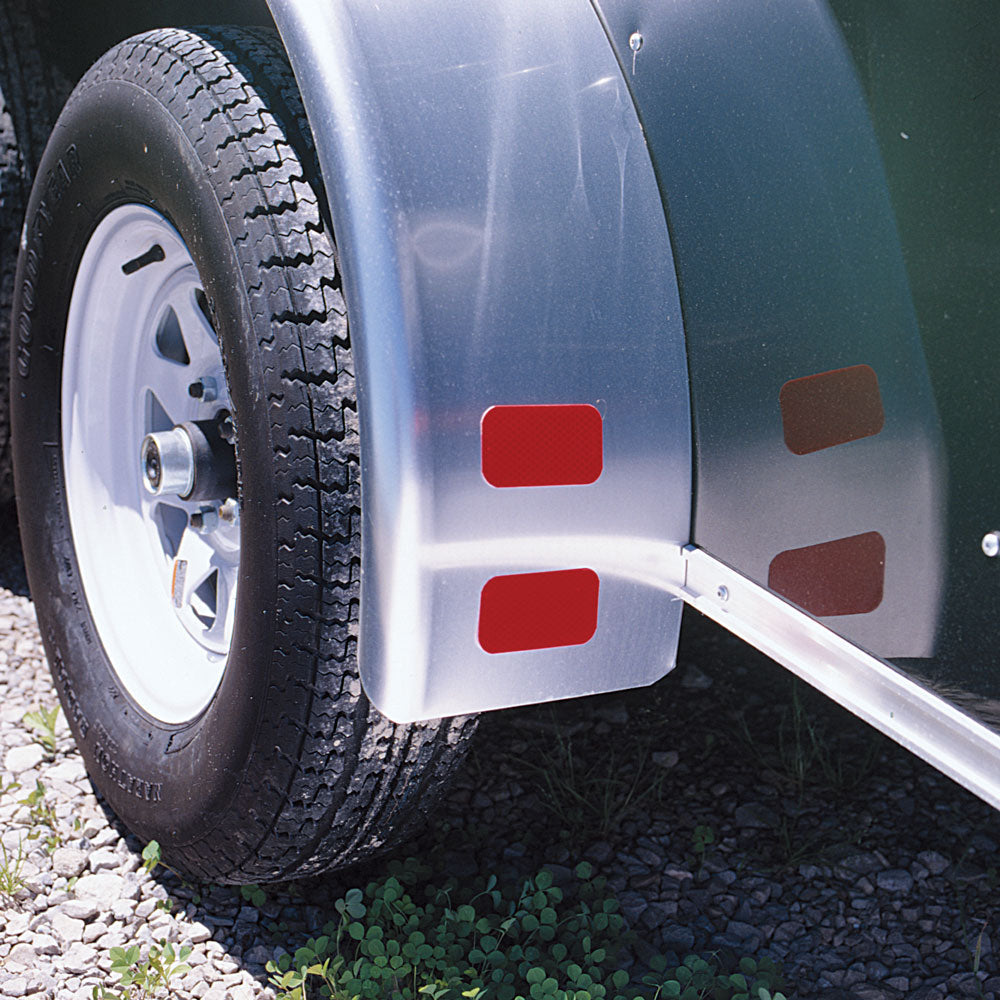 RR2510RD 510 per roll Red SAE A DOT Die Cut Adhesive Reflex Reflectors (2 in x 3.5 in)  applied to a trailer fender