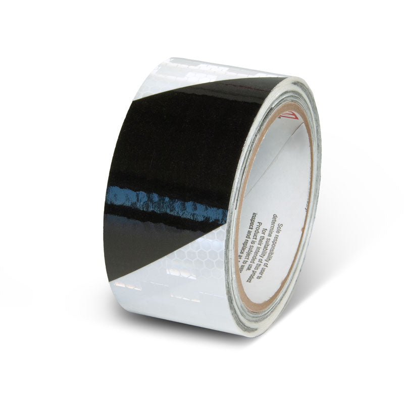 Black/White  2 in x 30 ft Prismatic Hazard Stripe Engineer Grade Reflective Adhesive Tape 