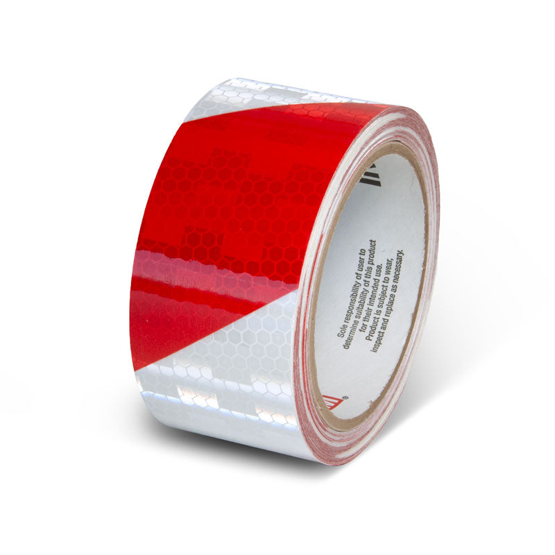 Red/White  2 in x 30 ft Prismatic Hazard Stripe Engineer Grade Reflective Adhesive Tape 