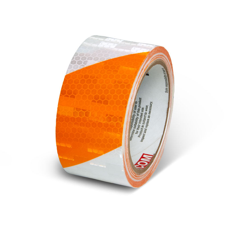 Orange/White  2 in x 30 ft Prismatic Hazard Stripe Engineer Grade Reflective Adhesive Tape 