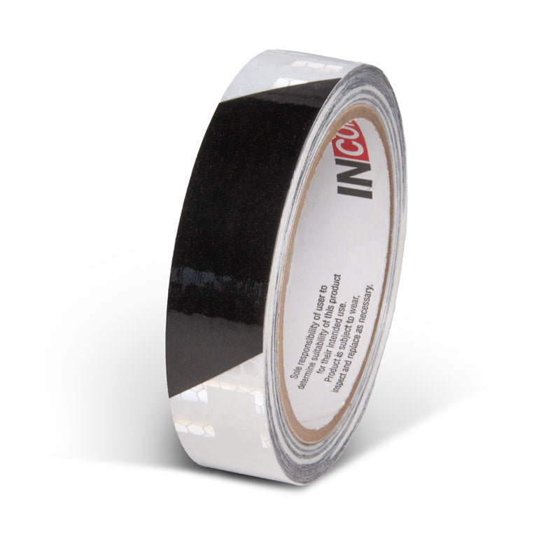 Black/White  1 in x 30 ft Prismatic Hazard Stripe Engineer Grade Reflective Adhesive Tape 