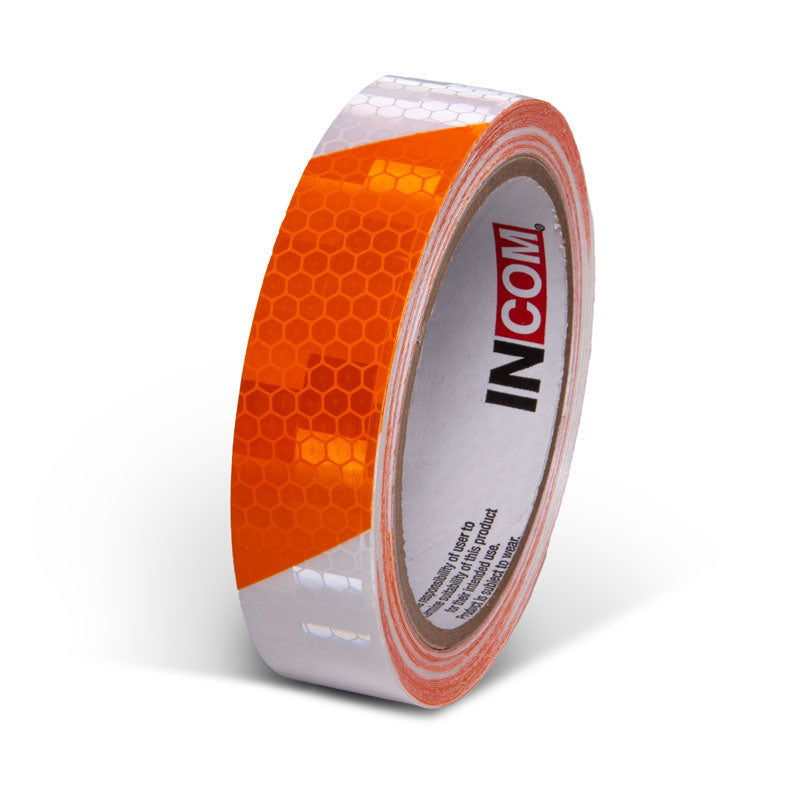 Orange/White  1 in x 30 ft Prismatic Hazard Stripe Engineer Grade Reflective Adhesive Tape 