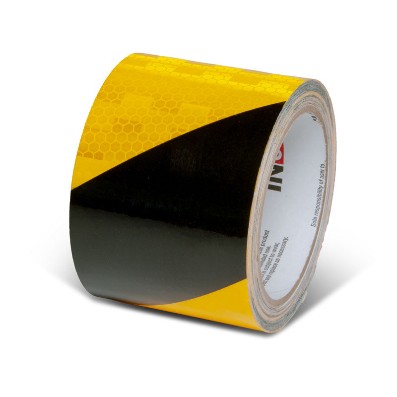 Yellow/Black  3 in x 30 ft Prismatic Hazard Stripe Engineer Grade Reflective Adhesive Tape 