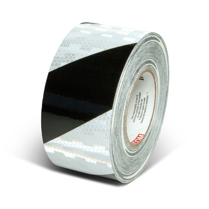 Black/White  3 in x 150 ft Prismatic Hazard Stripe Engineer Grade Reflective Adhesive Tape 
