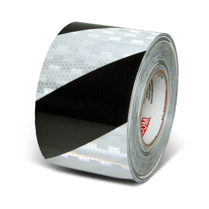 Black/White  4 in x 150 ft Prismatic Hazard Stripe Engineer Grade Reflective Adhesive Tape 