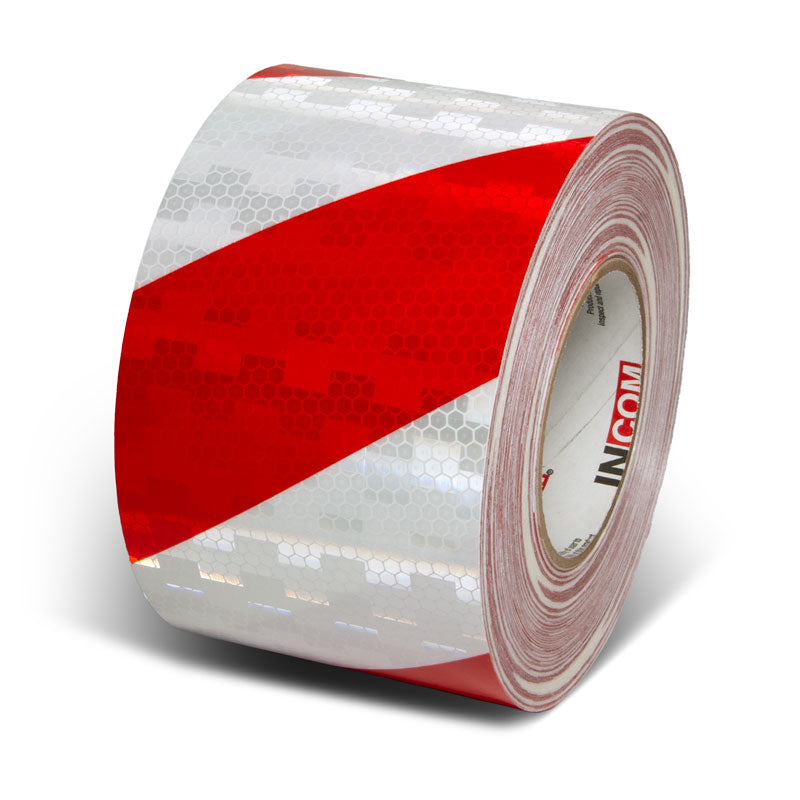 Red/White  4 in x 150 ft Prismatic Hazard Stripe Engineer Grade Reflective Adhesive Tape 
