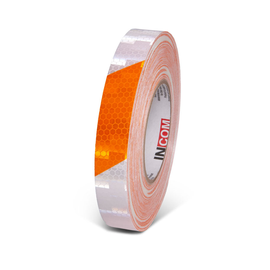 Orange/White  1 in x 150 ft Prismatic Hazard Stripe Engineer Grade Reflective Adhesive Tape 