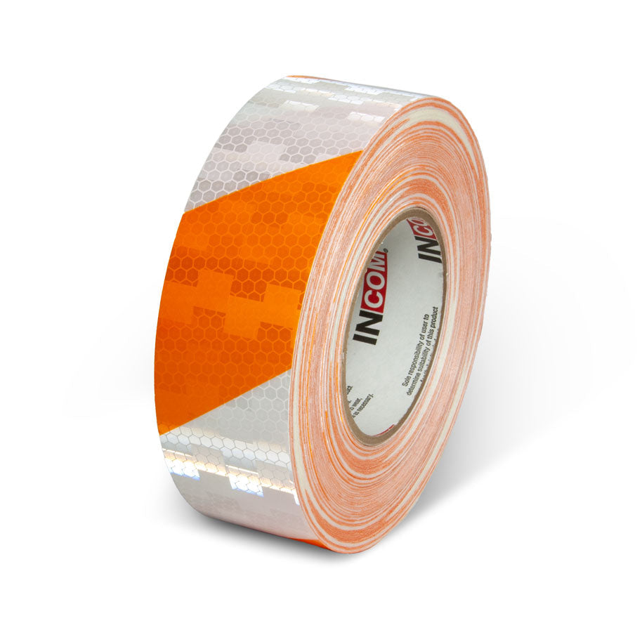 Orange/White  2 in x 150 ft Prismatic Hazard Stripe Engineer Grade Reflective Adhesive Tape 