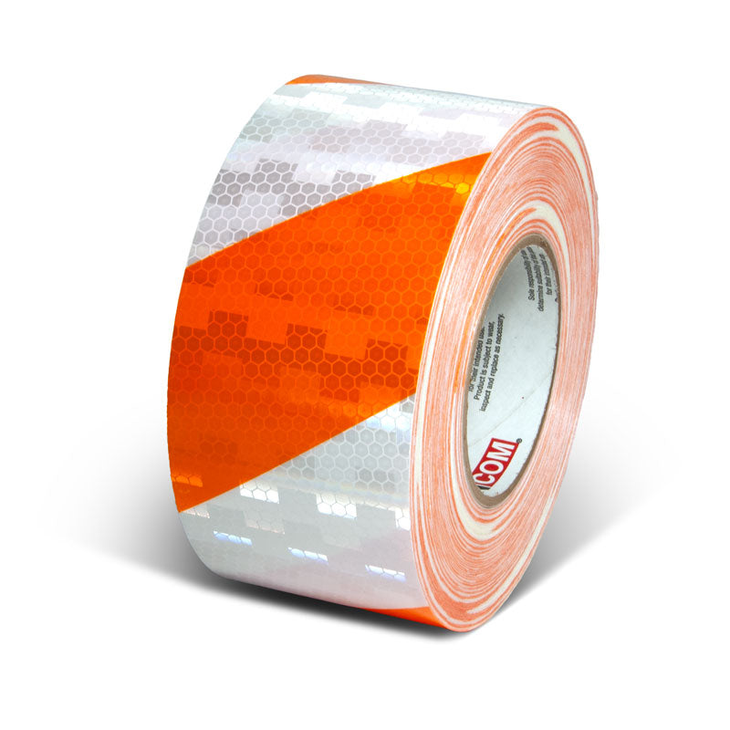 Orange/White  3 in x 150 ft Prismatic Hazard Stripe Engineer Grade Reflective Adhesive Tape 