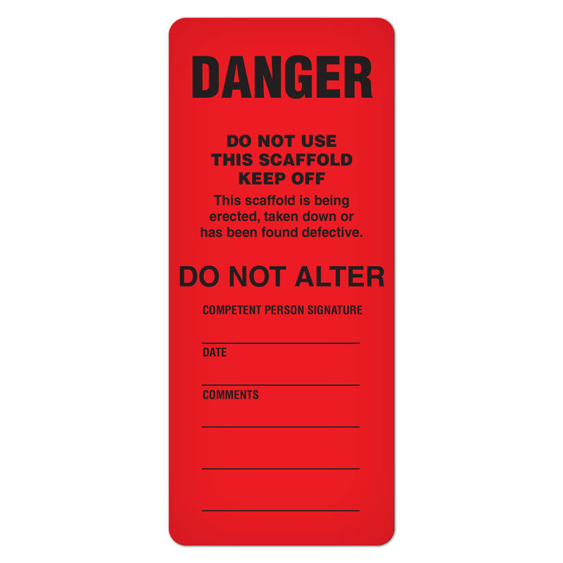 DuraPly™ Safety Tag for Scaffold Tag Holder (3.25 in x 7.625 in) 25 /p