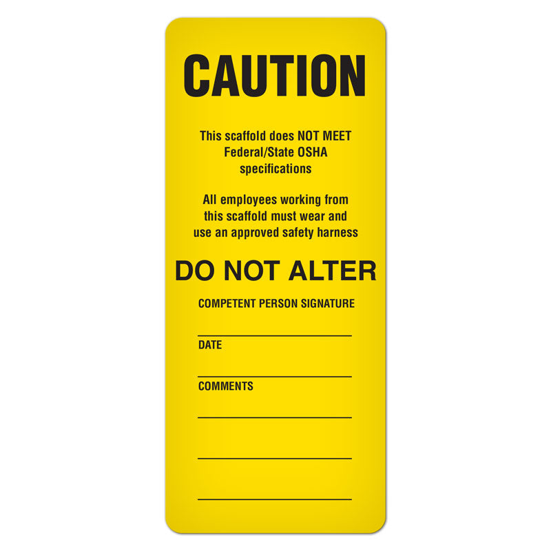 DuraPly™ Safety Tag for Scaffold Tag Holder (3.25 in x 7.625 in) 25 /p