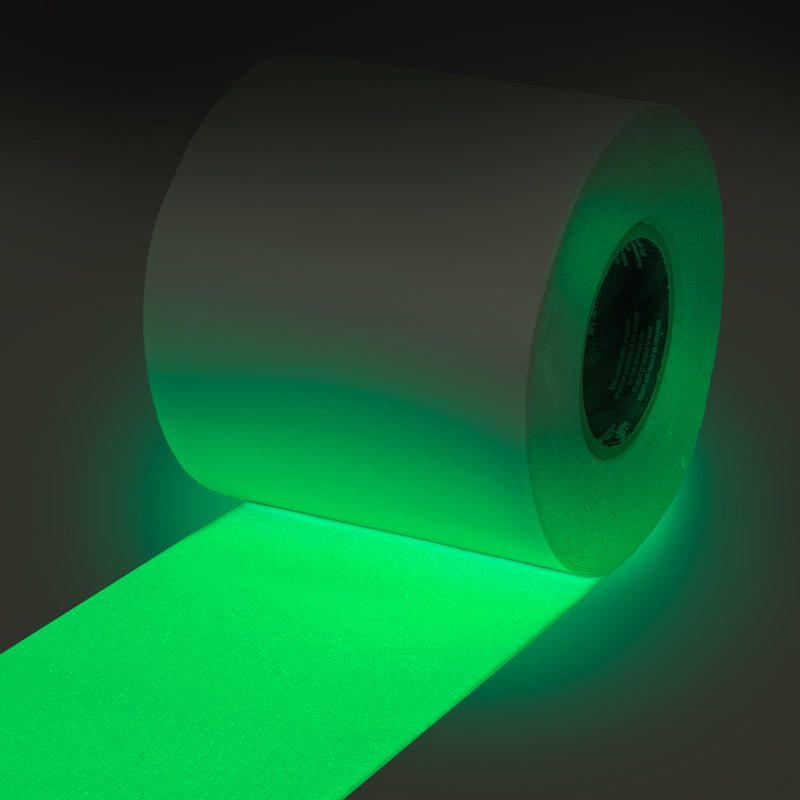 SG4206PH Gator Grip® Premium Photoluminescent Glow-in-the-Dark Anti-Slip Grip Roll 60-grit Traction Tape (6 in x 60 ft) glowing in the dark